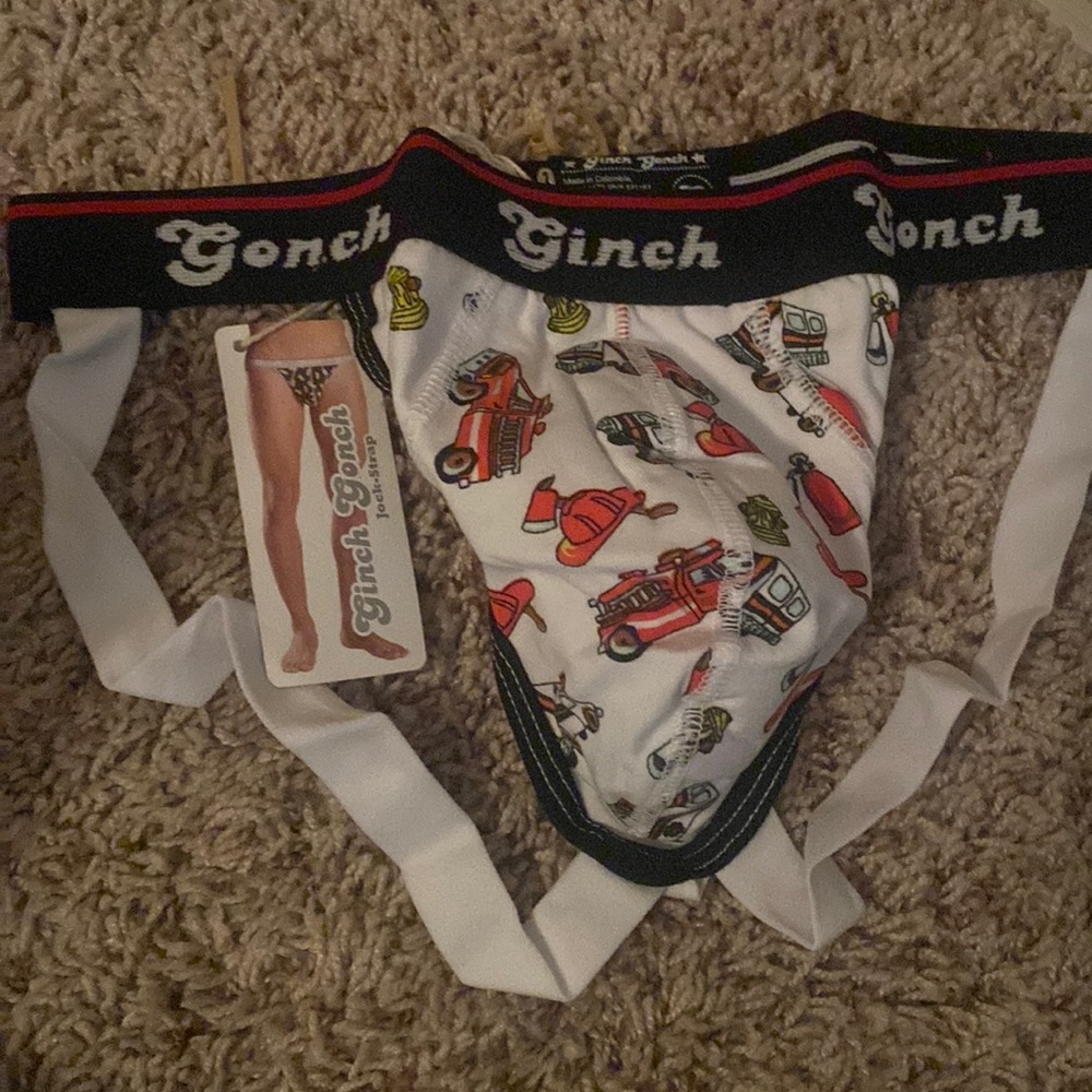 Large white fire truck jockstrap underwear